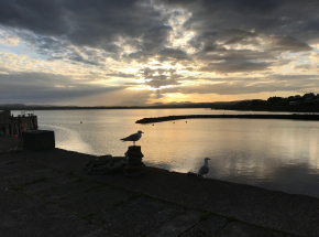 Looking towards the Paps of Jura from Bowmore at sunrise